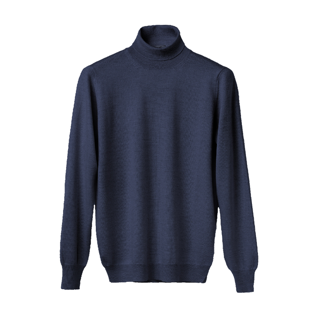 Men's Cashmere Turtleneck Sweater, Silk and Merino Wool-2