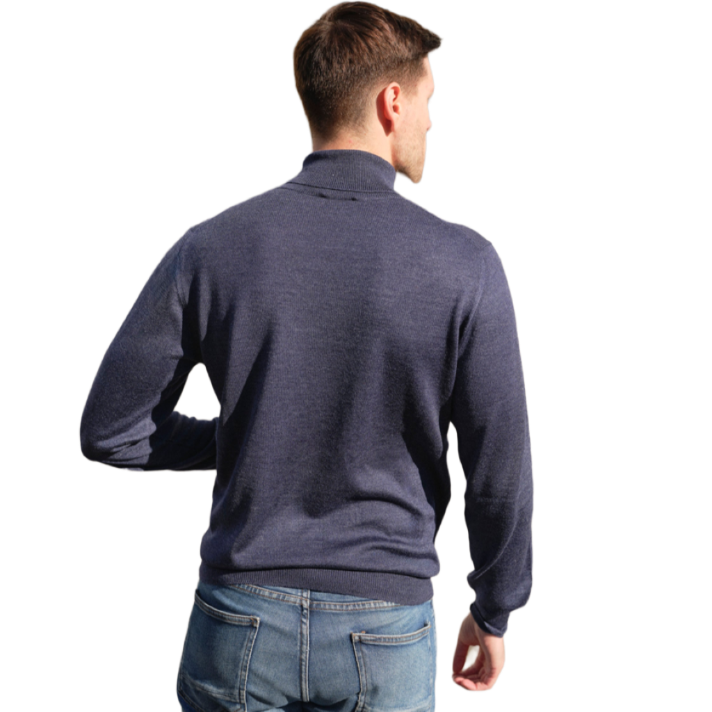 Men's Cashmere Turtleneck Sweater, Silk and Merino Wool-1