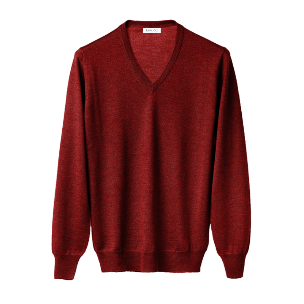 Men's V-Neck Sweater in a Blend of Cashmere, Silk and Extrafine Merino Wool-7