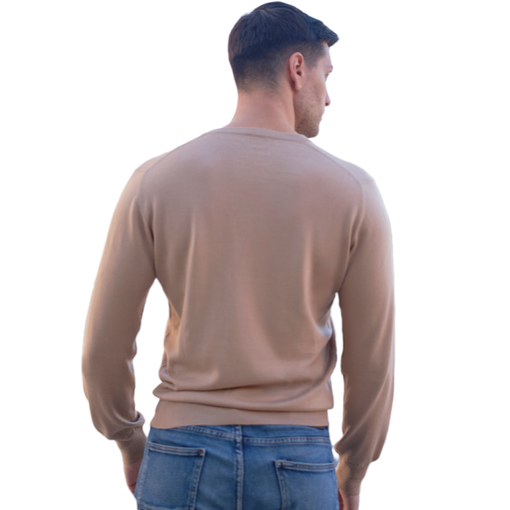 Men's V-Neck Sweater in a Blend of Cashmere, Silk and Extrafine Merino Wool-1